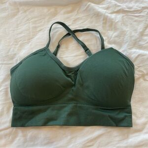 Green sports bra with built in padding